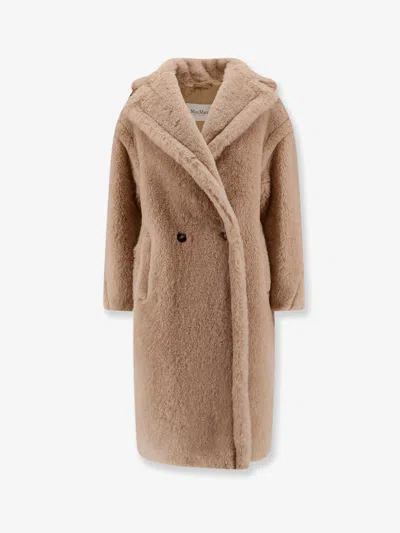 Max Mara Tedgirl Alpaca And Virgin Wool Fur Coat In Brown