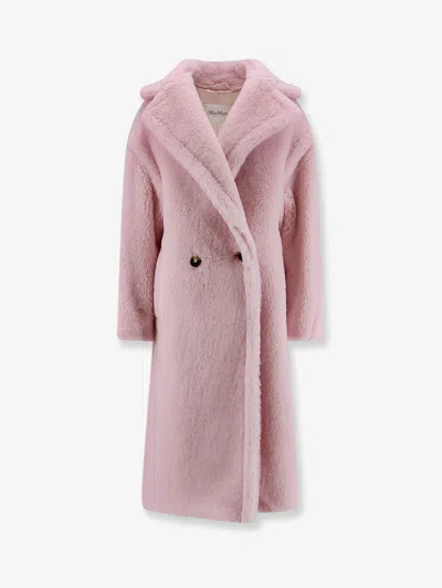 Max Mara Tedgirl Alpaca And Virgin Wool Fur Coat In Pink