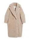 Max Mara Textured Double-breasted Coat Notched Lapels In Pink