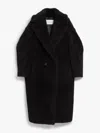 Max Mara Teddy Camel & Silk Blend Coat In Black