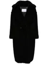 Max Mara Hooded Coat With Belt In Black Wool In Black