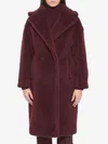 Max Mara Cherry Tedgirl Teddy Bear Icon Coat Coat In Burgundy