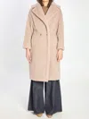 Max Mara Textured Double-breasted Coat Notched Lapels In Neutral