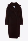 Max Mara Double-breasted Knee-length Alpaca Coat In Burgundy