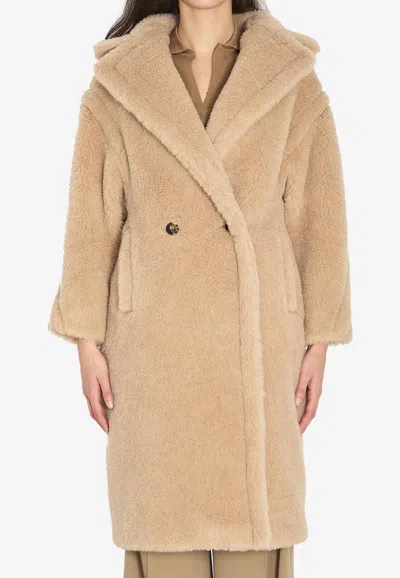 Max Mara Tedgirl Double-breasted Teddy Coat In Nude