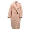 Max Mara Tedgirl Faux Fur Long Coat In Pink Synthetic