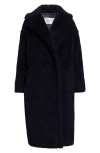 Max Mara Teddy Camel & Silk Blend Coat In Ultramarine