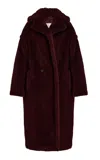 Max Mara Cherry Tedgirl Teddy Bear Icon Coat Coat In Burgundy