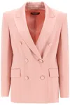 Max Mara Teiera Satin Double-breasted Blazer In Pink