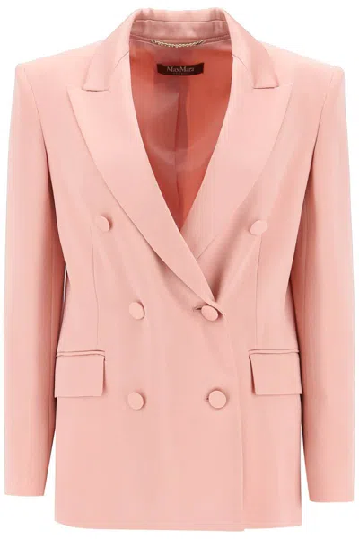 Max Mara Teiera Satin Double-breasted Blazer In Pink
