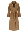 Max Mara Tempera Camel Belted Coat In Brown