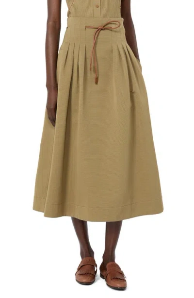 Max Mara Tempio Pleated Cotton Ottoman Midi Skirt In Multi