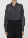 Max Mara Women Silk Bodysuit Shirt In Grey