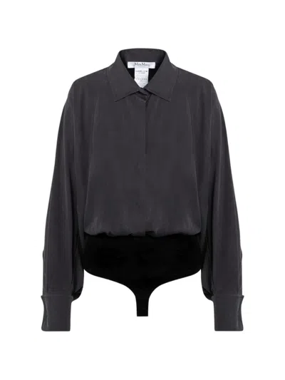 Max Mara Tempo Long-sleeve Bodysuit In Black