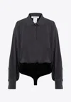 Max Mara Anthracite Grey Silk Body Shirt In Gray