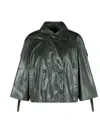 Max Mara Double Breasted Leather Jacket In Green