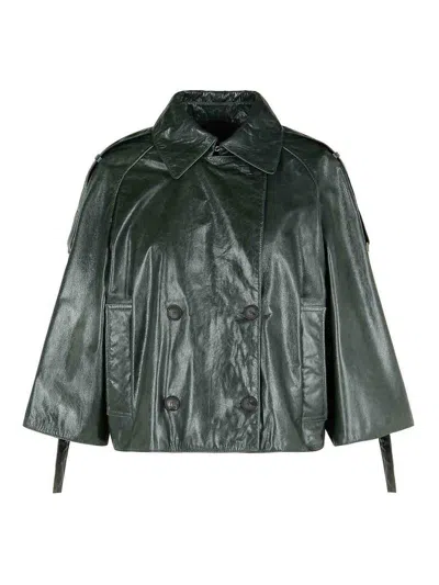 MAX MARA TENACE GREY LEATHER JACKET