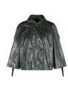 Max Mara Pointed-collar Double-breasted Leather Jacket In Gray