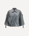 Max Mara Tenace Leather Jacket In Gray