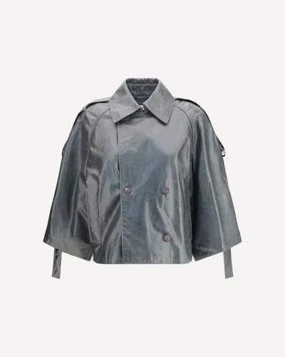 Max Mara Tenace Leather Jacket In Gray