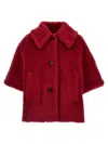 Max Mara Wool-silk Poncho Coat In Red