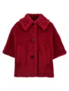 Max Mara Wool-silk Poncho Coat In Red