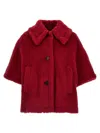 Max Mara Wool-silk Poncho Coat In Red