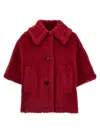 Max Mara Wool-silk Poncho Coat In Red