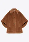 Max Mara Camel-coloured Cape In Teddy Fabric In Brown