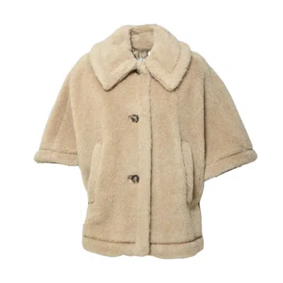 Max Mara Tenebre4 Teddy Alpaca Beige Cape In Neutrals