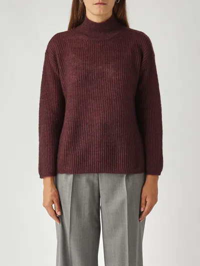 Max Mara Ribbed Roll-neck Top In Brown