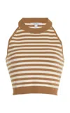 Max Mara Tenna Striped Halterneck Top In Brown
