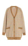 Max Mara Brown Striped V-necked Cardigan In Brown