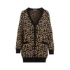 Max Mara Tenore Leopard Intarsia Knit Cardigan In Multi