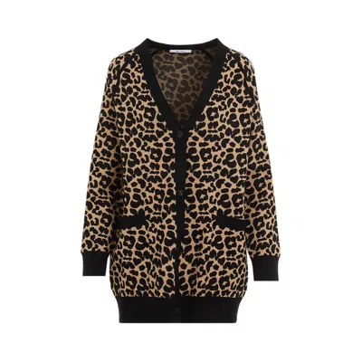 Max Mara Tenore Leopard Print Knit Cardigan In Brown