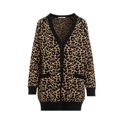 Max Mara Tenore Leopard Print Knit Cardigan In Black