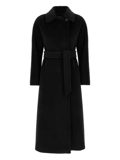 Max Mara Tenzone Belted Coat In Black