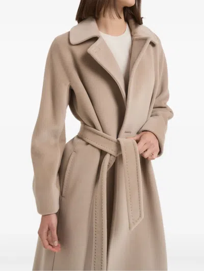 Max Mara Tenzone Belted Coat In Neutral