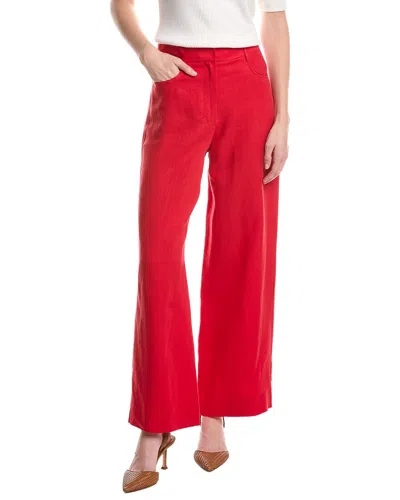 Max Mara Teo Linen Trouser In Red