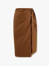 Max Mara Tequila Skirt In Linen And Silk Twill In Brown