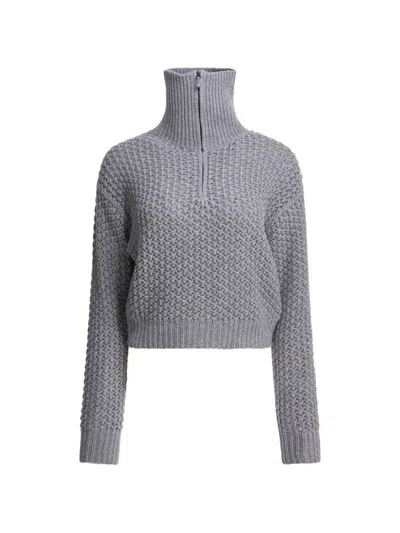 Max Mara Wool Blend Half-zip Sweater Knitwear Grey In Gray