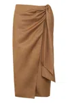 Max Mara Tequila Linen And Silk Skirt In Brown