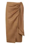 Max Mara Tequila Linen And Silk Skirt In Brown