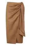 Max Mara Tequila Linen And Silk Skirt In Brown