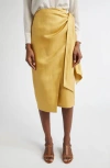 Max Mara Wrap Midi Skirt With High Waist Bow In Yellow