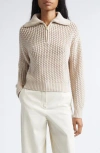 Max Mara Tequila Wool Blend Quarter Zip Sweater In White