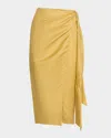 Max Mara Wrap Midi Skirt With High Waist Bow In Yellow