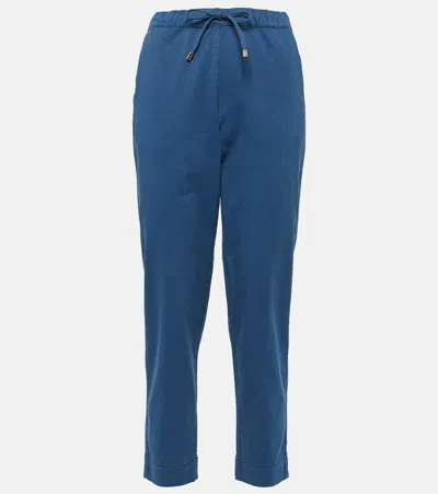 Max Mara Terreno Cotton Cropped Pants In Blue