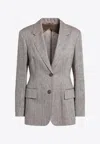 Max Mara Beige Single-breasted Linen Jacket In Gray