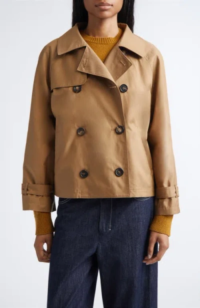 Max Mara Tesora Water Repellent Short Trench Coat In Brown